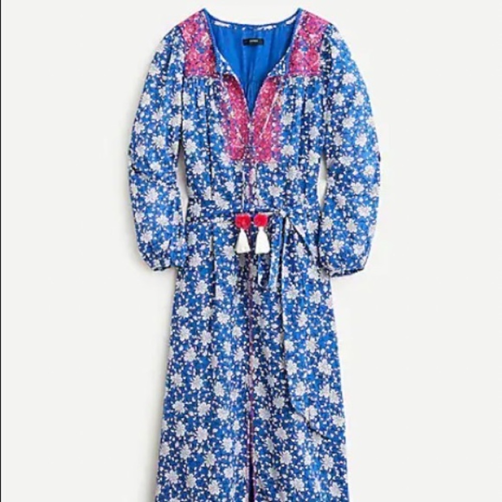 J crew belted tunic dress in night sky block print size large worn once